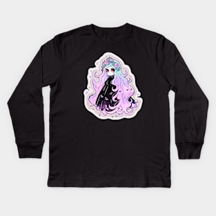 Ghotic Ghost Girl Kids Long Sleeve T-Shirt